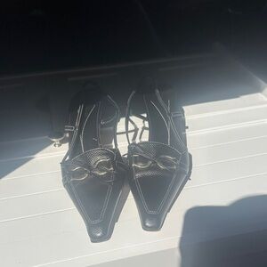 Kate Spade Black Heels with Gold Detailing